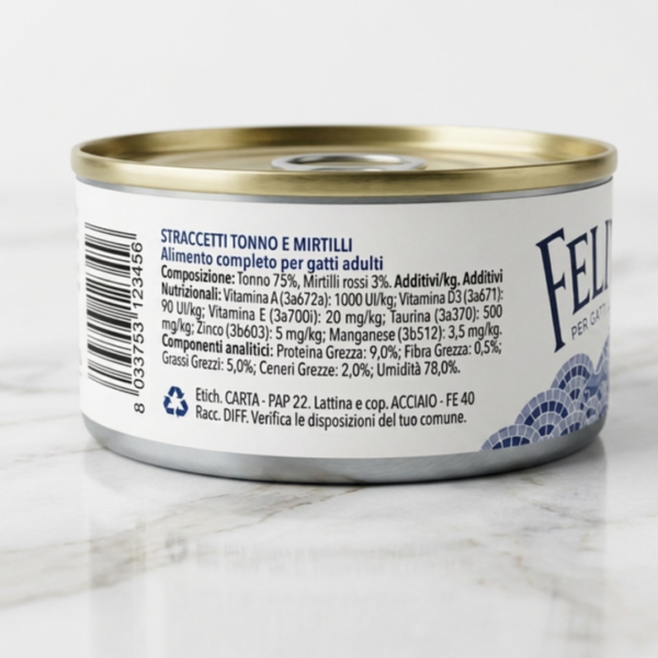 Lista ingredienti dell'umido Felinus al tonno per gatti